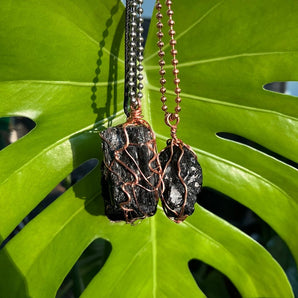 Black Tourmaline Crystal Necklace Copper Wrap Necklace