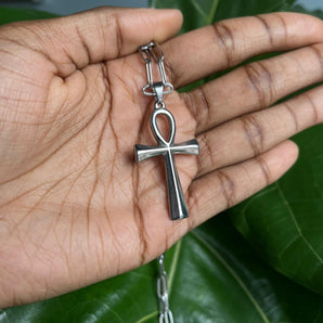 Silver Ankh Necklace Daily Wear 304 Stainless Steel