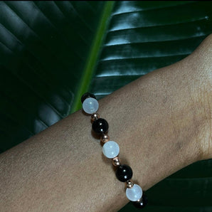 “Repel Negativity” Black Tourmaline + Selenite Bracelet