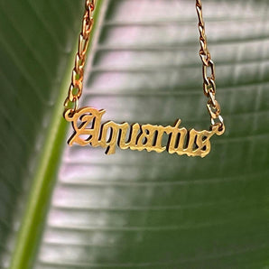 Zodiac Nameplate Necklace