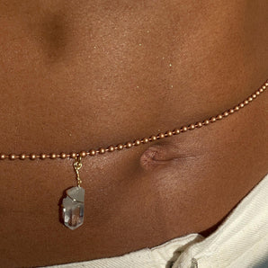 Pure Copper Belly Chain With Crystal Charm- Ball -  24"-49"